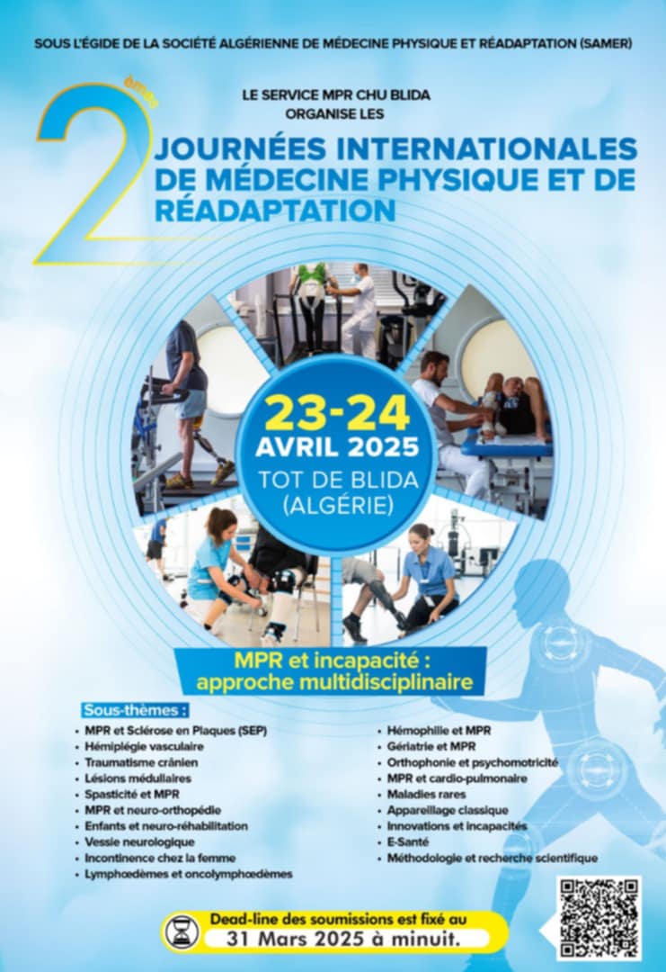 الأيام الدولية الثانية للطب الفيزيائي وإعادة التأهيل (Jى MPR) – المستشفى الجامعي البليدة
